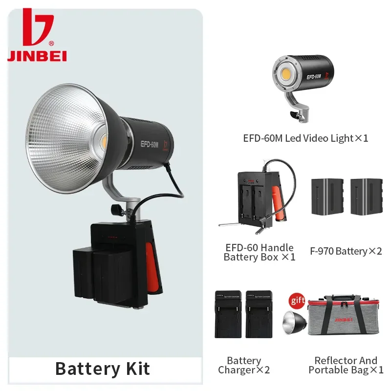 Outdoor Lighting Kit Photography - JINBEI EFD-60M Kit Batteria 60W Luce